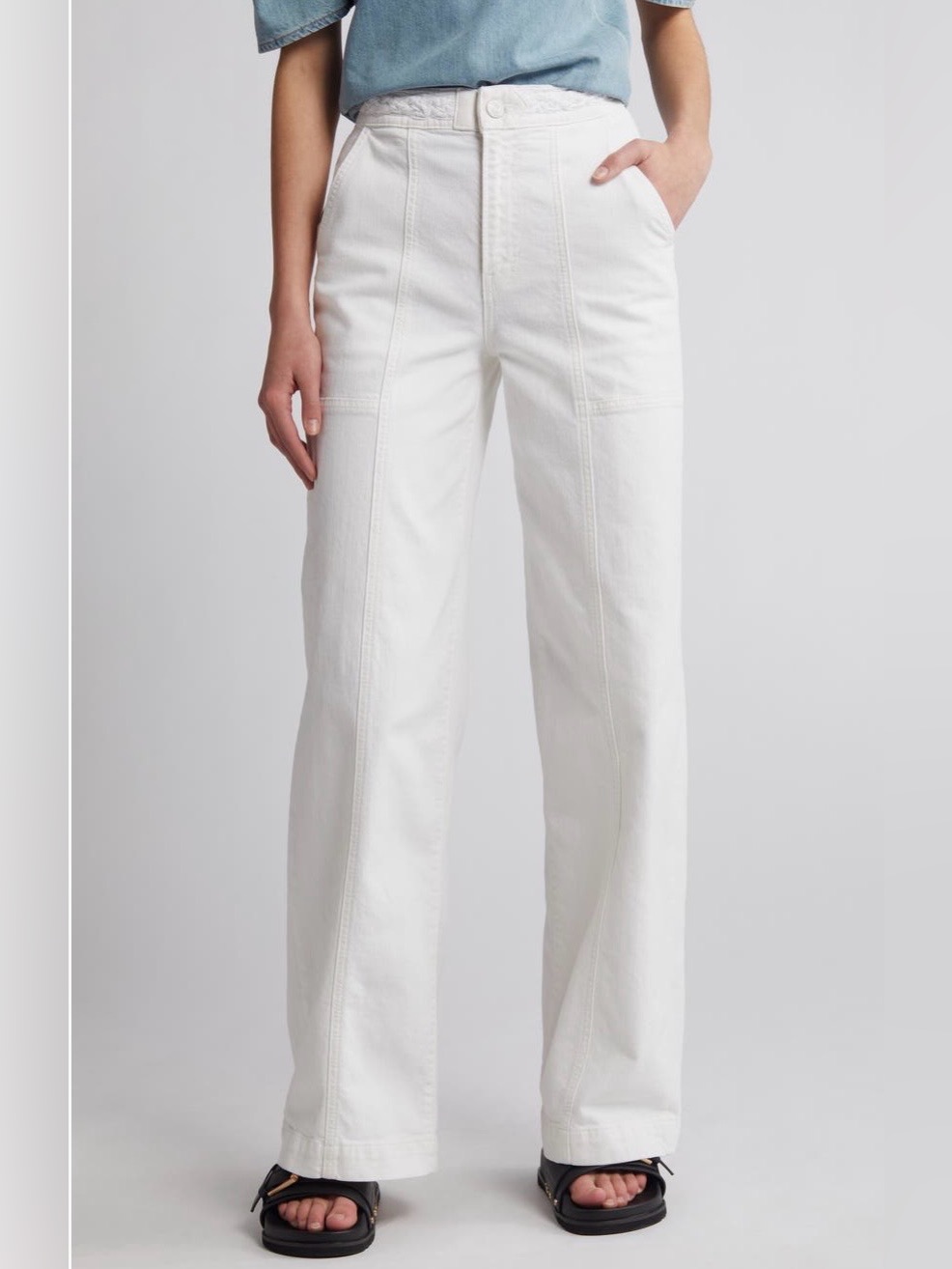 Frame Braided Waistband Wide Leg Jeans Size 30